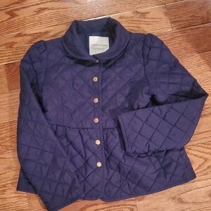 Janie and Jack Navy Quilted Jacket with Gold Accents